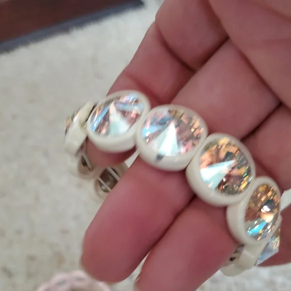 Roxanne Assoulin Gold and Cream Crystal Bracelet Stack - Picture 5 of 7